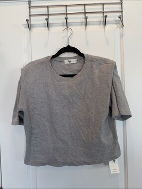THE FRANKIE SHOP Women's Crew Neck Short Sleeve Top Size M In Grey